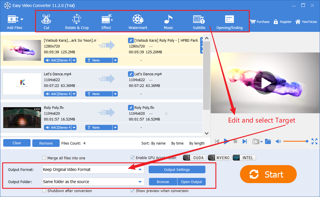 drag and drop to timeline for editing