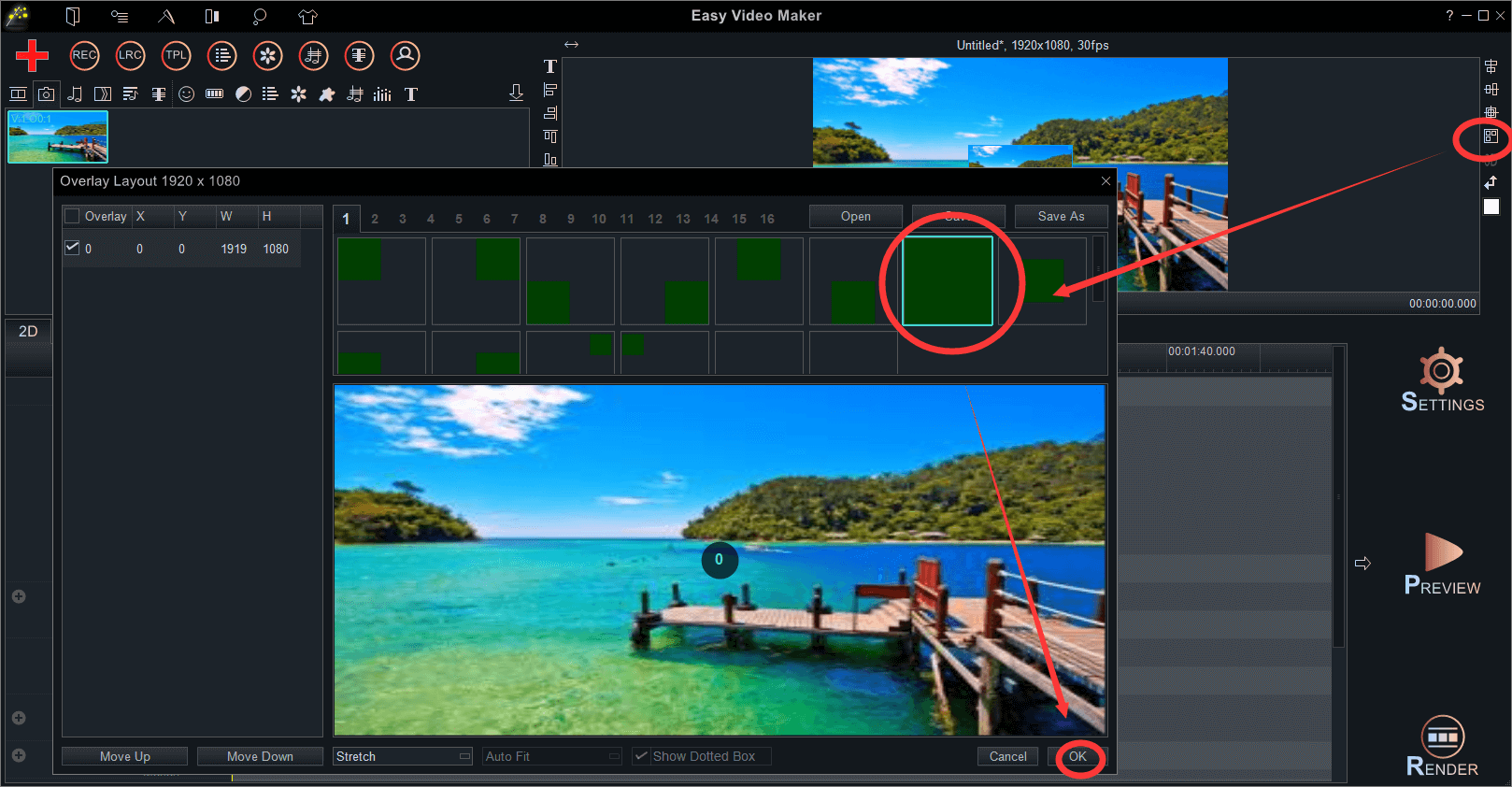 overlay item's layout